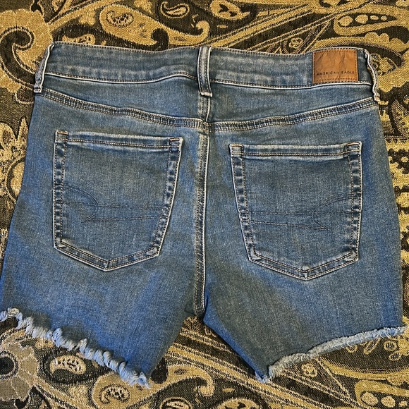 American Eagle Outfitters Blue Distressed Jean Shorts - Picture 9 of 13